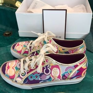 Coach tennis shoes, worn a few times, colorful